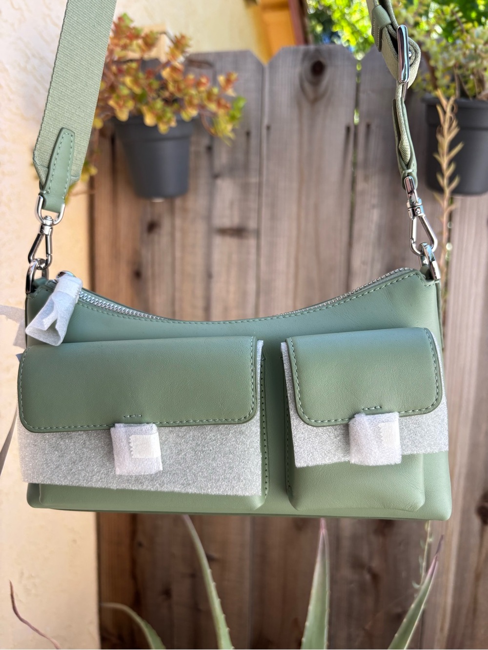 kate spade Sage Green Shoulder Bag with Front Pockets